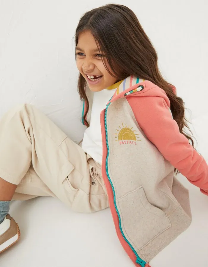Chase Sun Zip Through Hoodie Natural Girls FatFace Sweatshirts and Hoodies