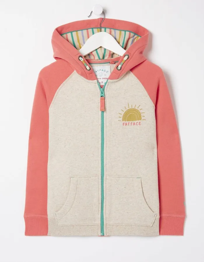 Chase Sun Zip Through Hoodie Natural Girls FatFace Sweatshirts and Hoodies