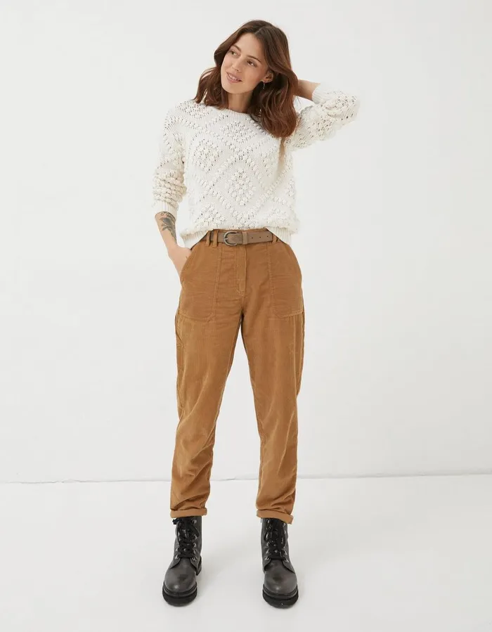Chesil Mixed Cord Trousers Brown Women FatFace Trousers and Leggings