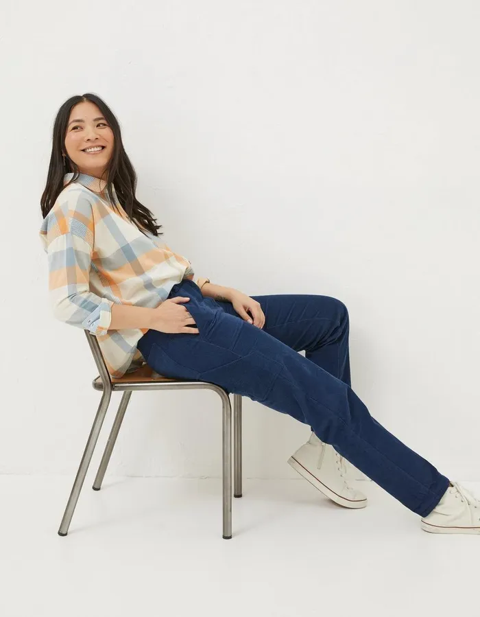Chesil Mixed Cord Trousers Navy Women FatFace Trousers and Leggings