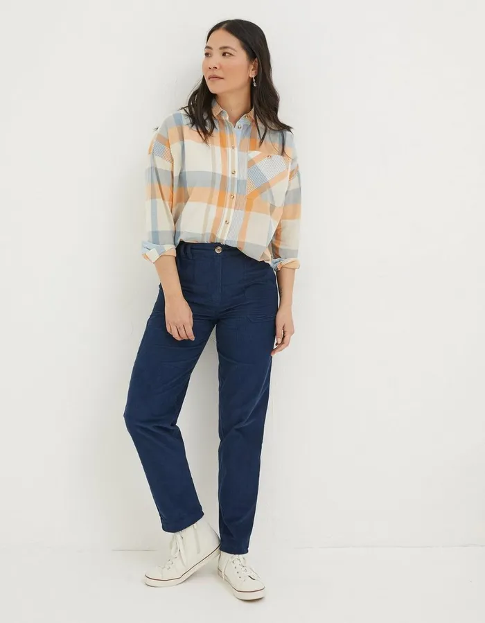 Chesil Mixed Cord Trousers Navy Women FatFace Trousers and Leggings