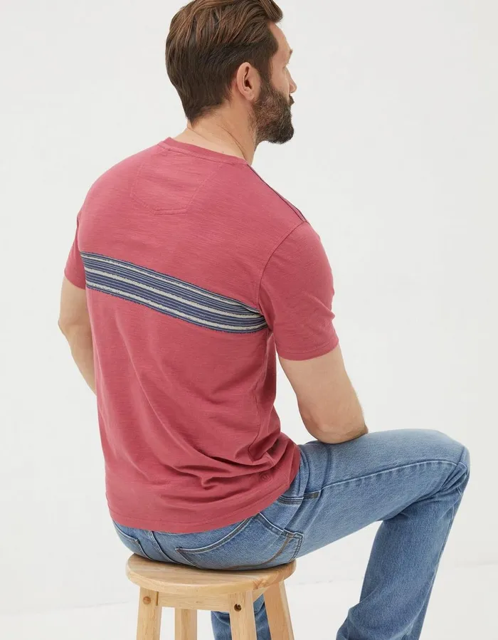 Chest Stripe Badge TShirt Rose Pink Men FatFace TShirts