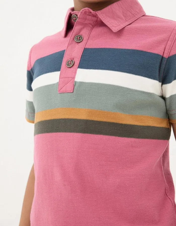 Chest Stripe Polo TShirt Dark Pink Boys FatFace TShirts and Polos