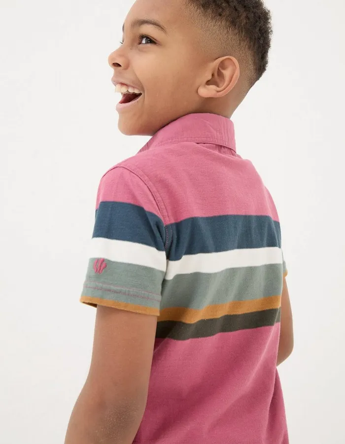 Chest Stripe Polo TShirt Dark Pink Boys FatFace TShirts and Polos