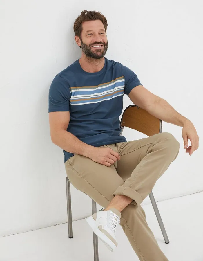 Chest Stripe TShirt Navy Men FatFace TShirts