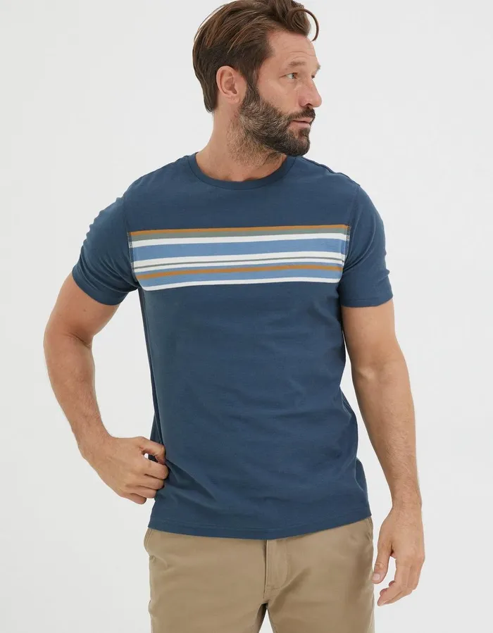 Chest Stripe TShirt Navy Men FatFace TShirts