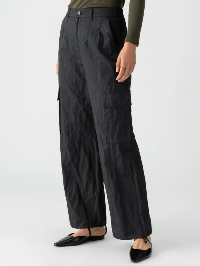 Cinched Nylon SemiHigh Rise Cargo Pant Black Women Sanctuary Clothing Pants