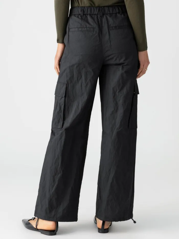 Cinched Nylon SemiHigh Rise Cargo Pant Black Women Sanctuary Clothing Pants