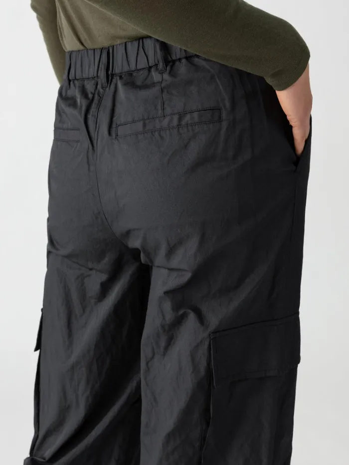 Cinched Nylon SemiHigh Rise Cargo Pant Black Women Sanctuary Clothing Pants