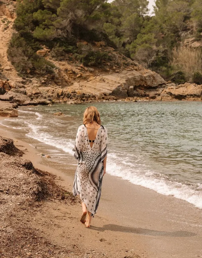 Circle Print Maxi Kaftan In Lenzing Ecovero Ivory Women Monsoon Dresses