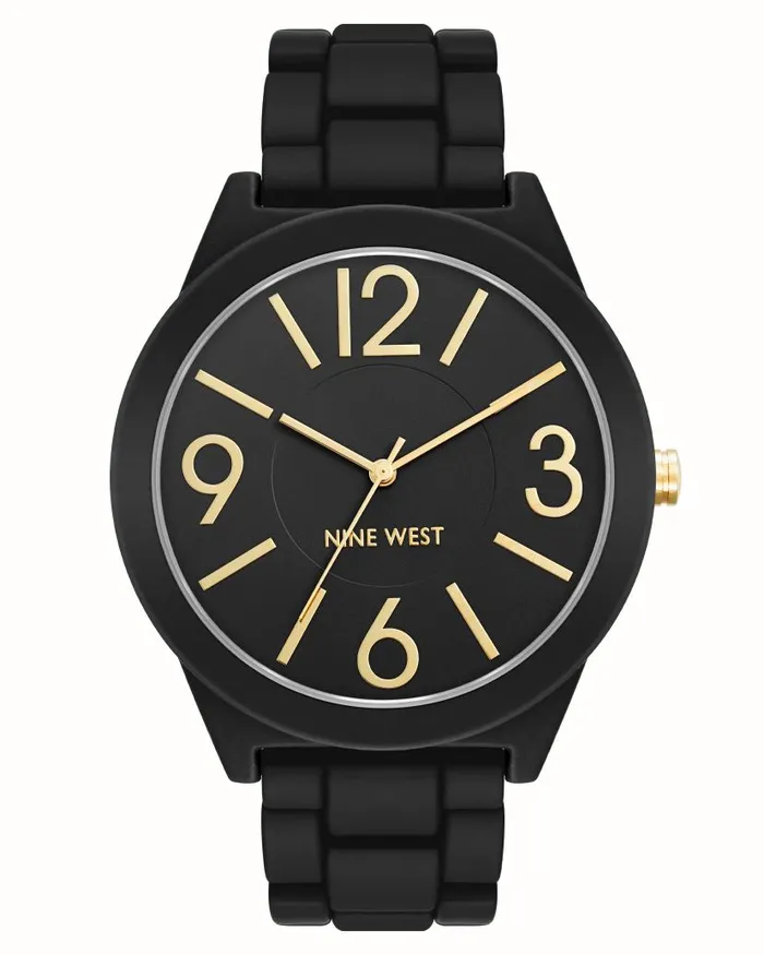 Classic Rubberized Bracelet Watch Blackgold WomenMen Nine West Watches