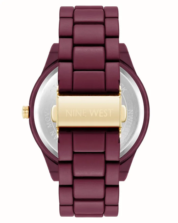 Classic Rubberized Bracelet Watch Burgundygold WomenMen Nine West Watches