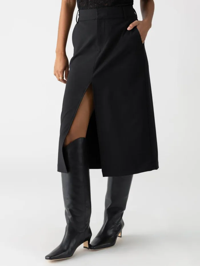 Classic Slit Standard Rise Skirt Black Women Sanctuary Clothing Skirts