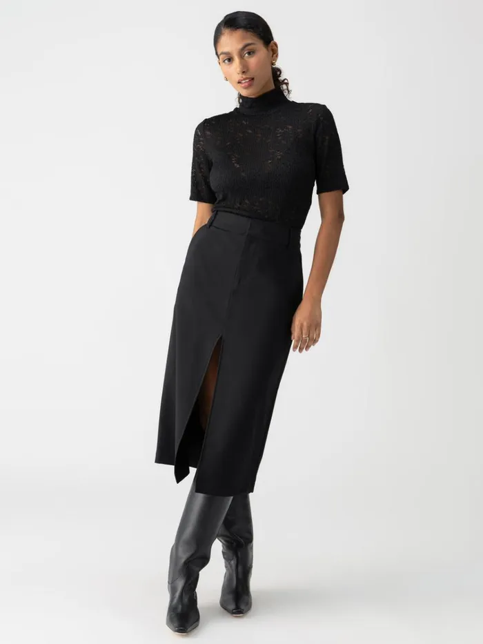 Classic Slit Standard Rise Skirt Black Women Sanctuary Clothing Skirts