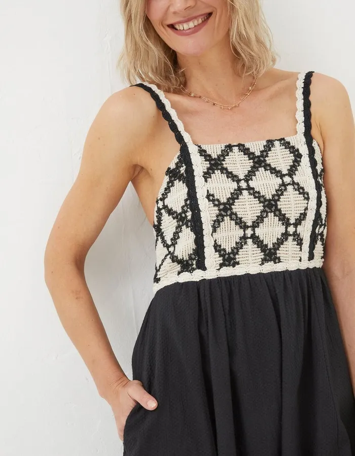 Clea Crochet Beach Dress Black Women FatFace Beachwear and Swimwear