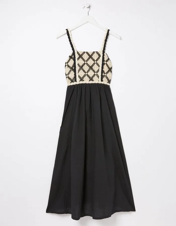 Clea Crochet Beach Dress Black Women FatFace Beachwear and Swimwear