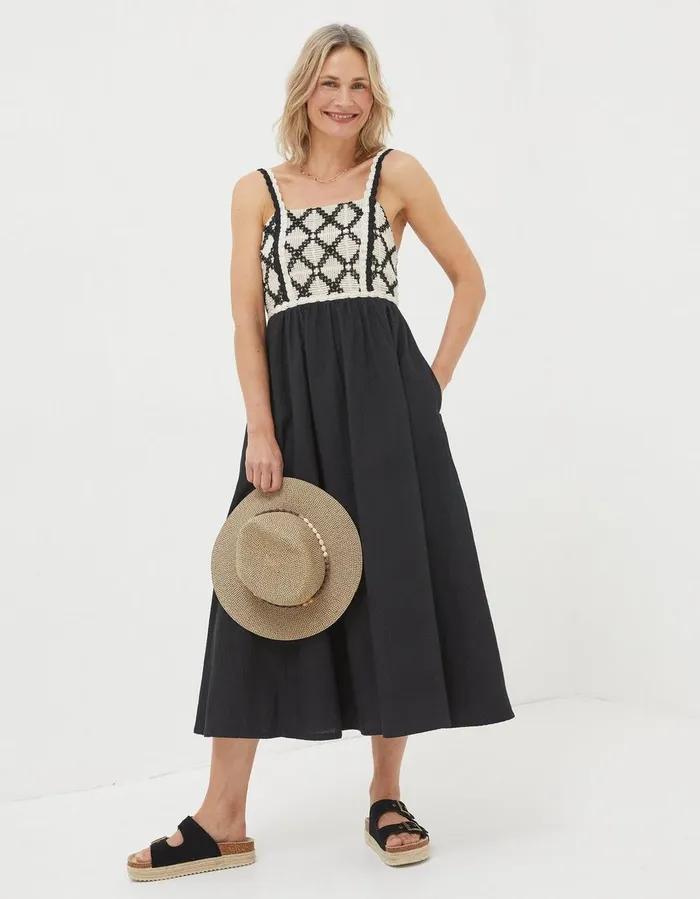 Clea Crochet Beach Dress Black Women FatFace Beachwear and Swimwear