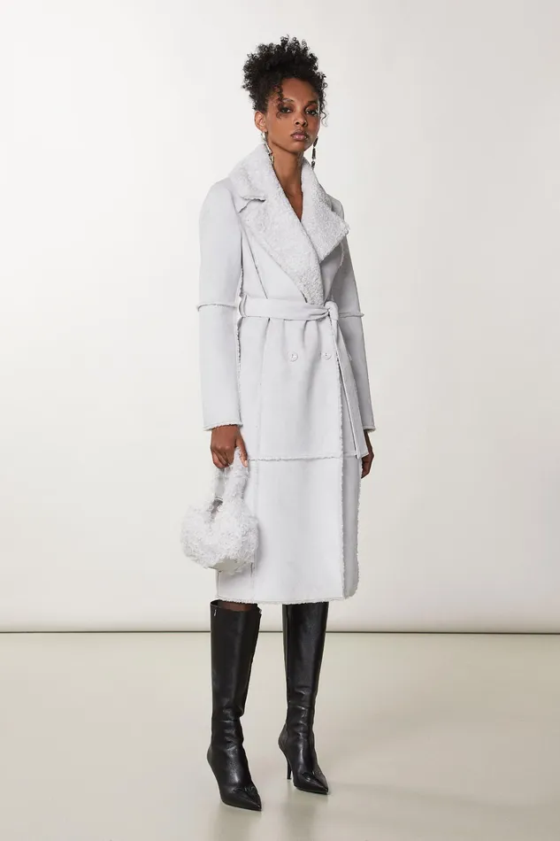 Coats Women Patrizia Pepe Double Breasted Double Face Coat Eldorado White