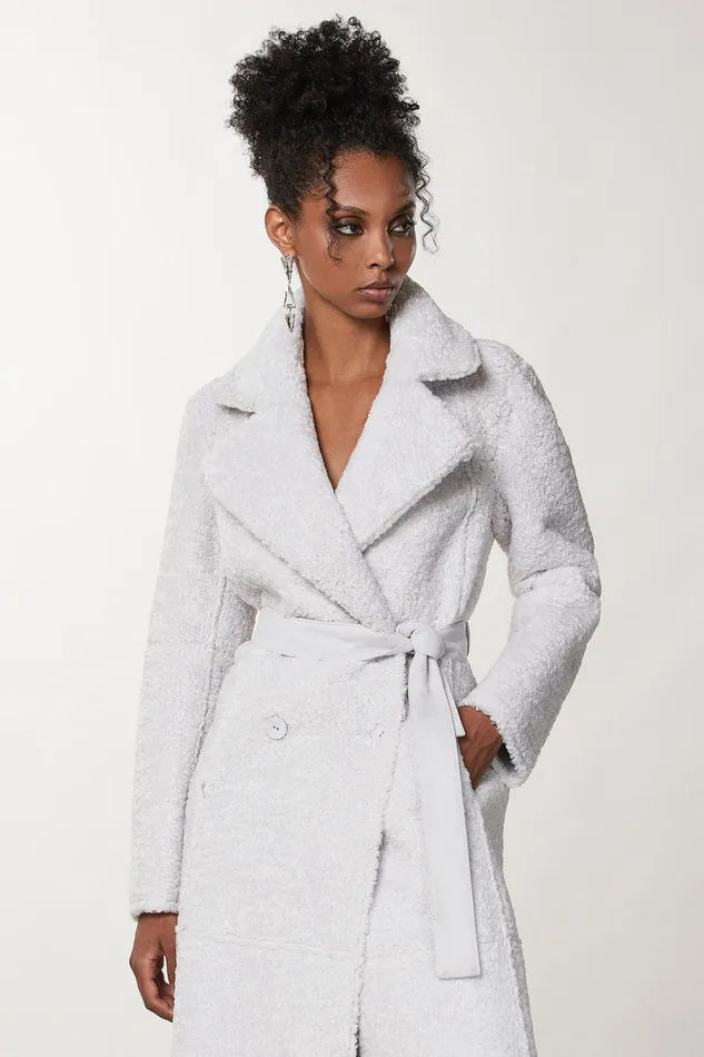Coats Women Patrizia Pepe Double Breasted Double Face Coat Eldorado White
