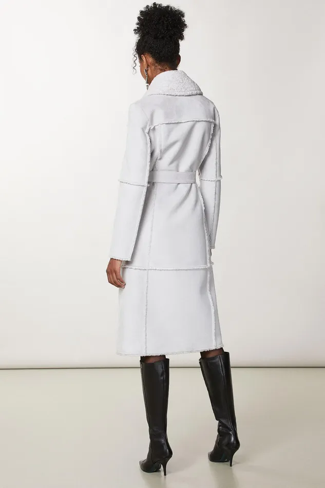 Coats Women Patrizia Pepe Double Breasted Double Face Coat Eldorado White