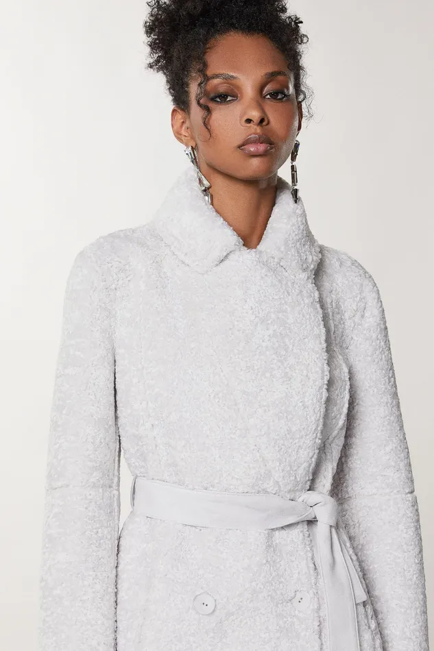 Coats Women Patrizia Pepe Double Breasted Double Face Coat Eldorado White