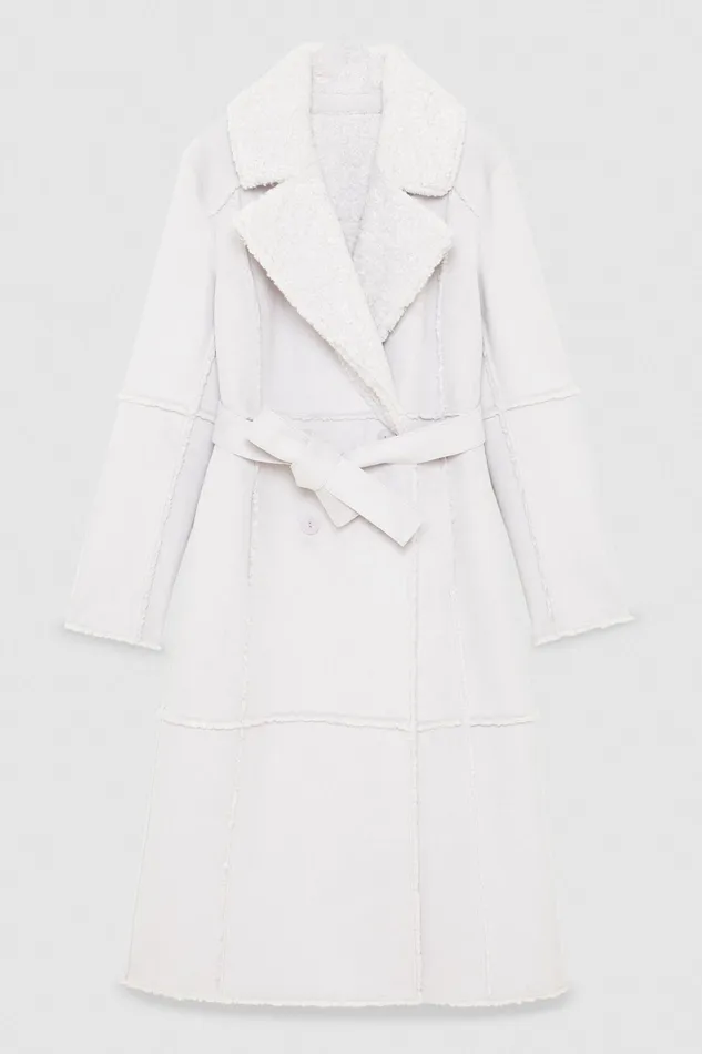Coats Women Patrizia Pepe Double Breasted Double Face Coat Eldorado White