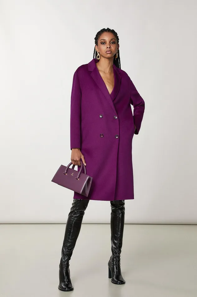 Coats Women Patrizia Pepe Double Cloth Coat Futuristic Purple