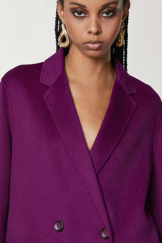 Coats Women Patrizia Pepe Double Cloth Coat Futuristic Purple