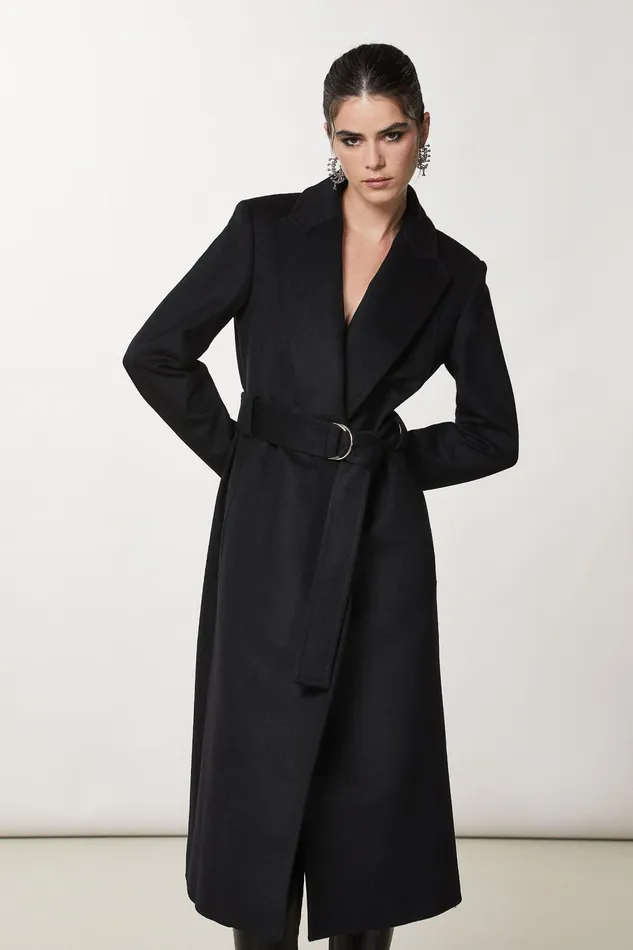 Coats Women Patrizia Pepe Essential Coat With Belt Nero