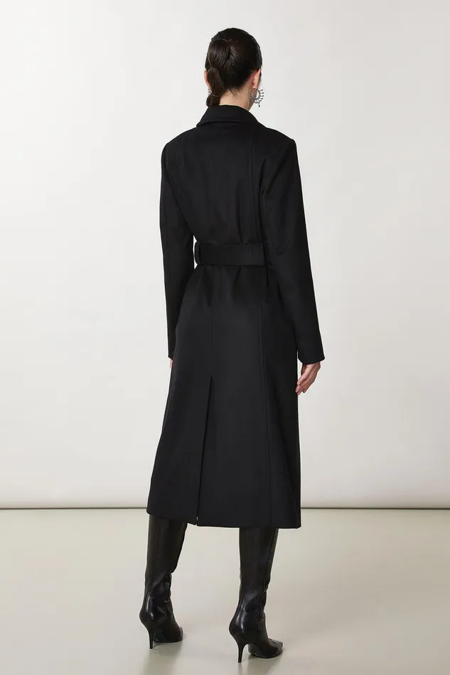 Coats Women Patrizia Pepe Essential Coat With Belt Nero