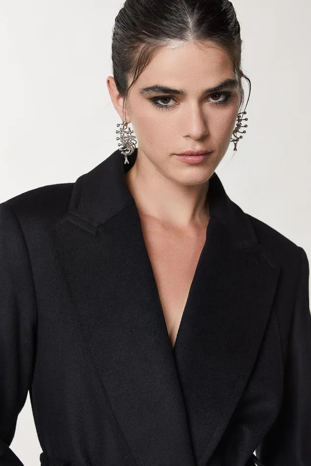 Coats Women Patrizia Pepe Essential Coat With Belt Nero