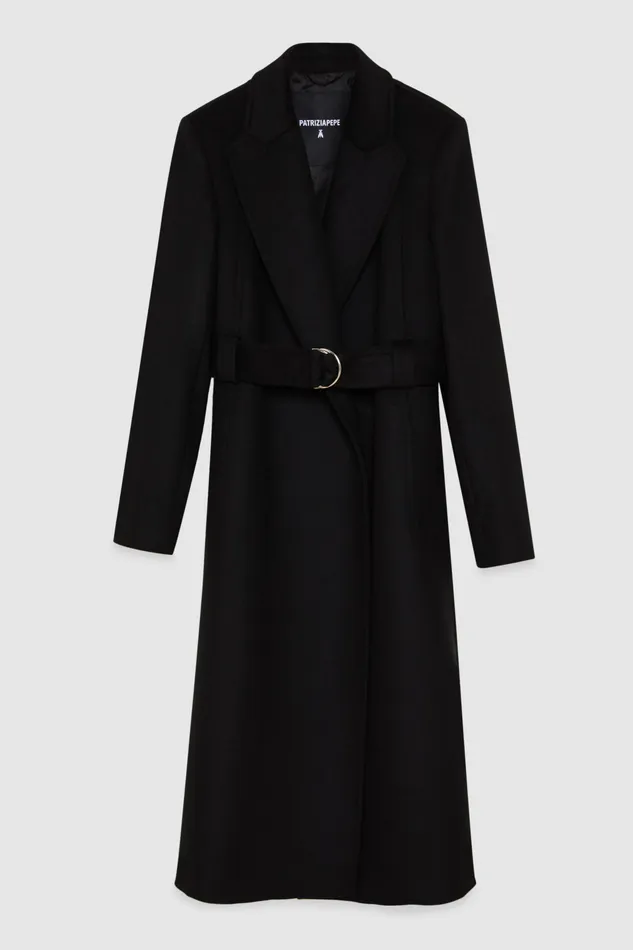 Coats Women Patrizia Pepe Essential Coat With Belt Nero
