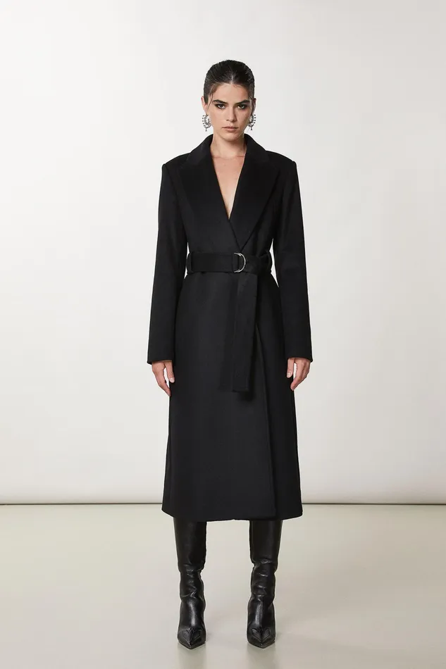 Coats Women Patrizia Pepe Essential Coat With Belt Nero