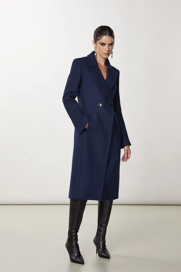 Coats Women Patrizia Pepe Essential Double Breasted Coat Atmosphere Blue