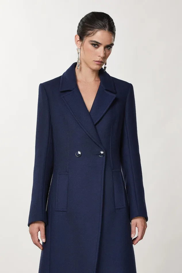 Coats Women Patrizia Pepe Essential Double Breasted Coat Atmosphere Blue