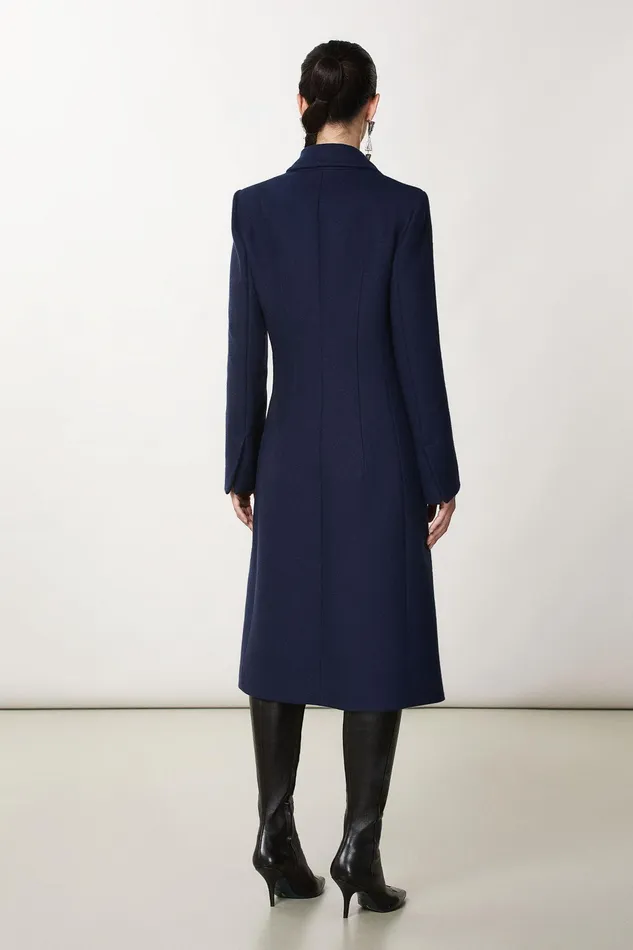 Coats Women Patrizia Pepe Essential Double Breasted Coat Atmosphere Blue