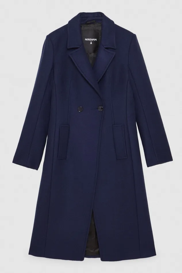 Coats Women Patrizia Pepe Essential Double Breasted Coat Atmosphere Blue