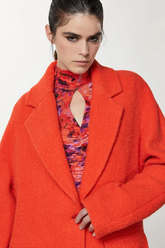 Coats Women Patrizia Pepe Essential TwoButton Coat Intense Orange