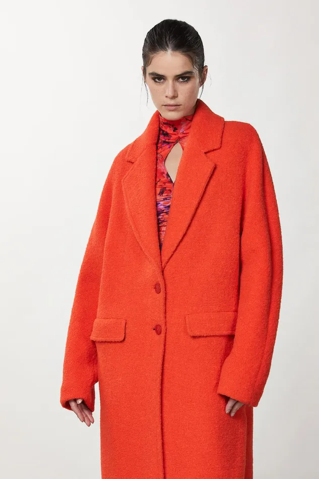 Coats Women Patrizia Pepe Essential TwoButton Coat Intense Orange