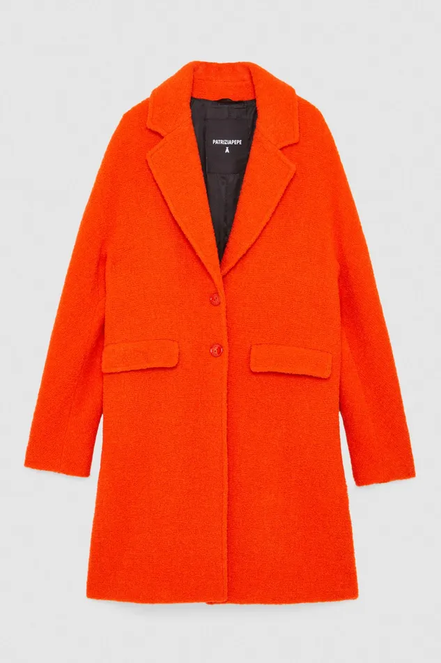 Coats Women Patrizia Pepe Essential TwoButton Coat Intense Orange