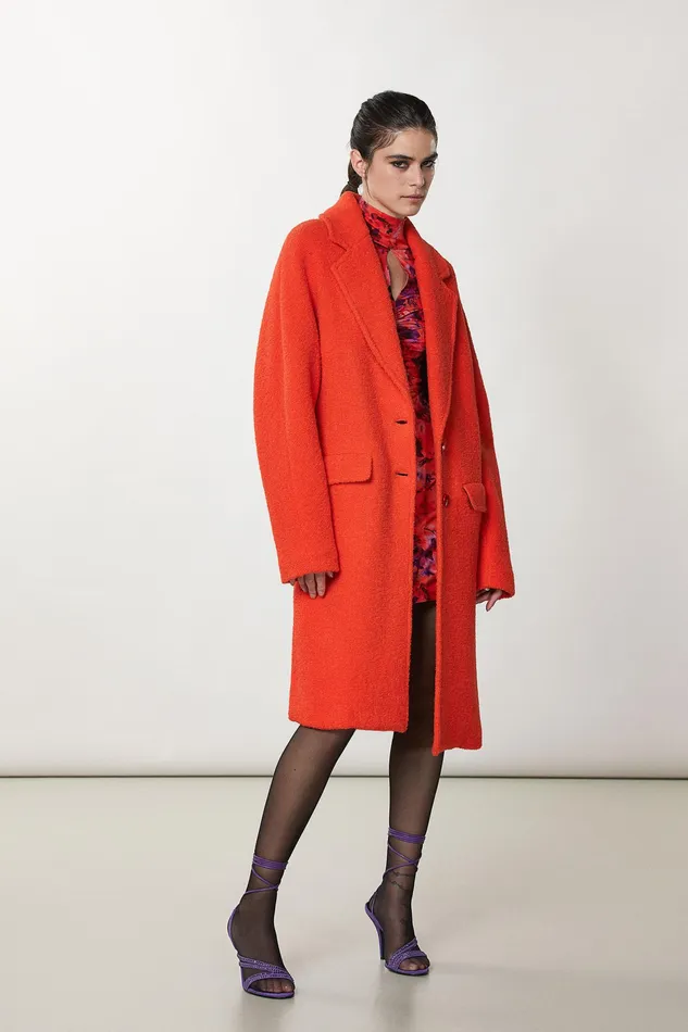 Coats Women Patrizia Pepe Essential TwoButton Coat Intense Orange