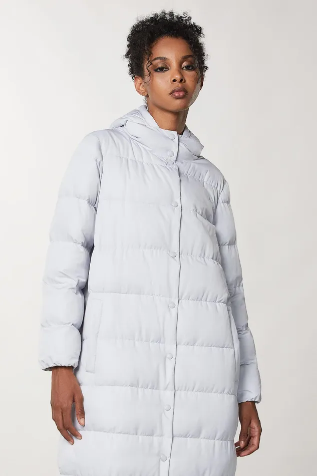 Coats Women Patrizia Pepe Long Nylon Down Jacket Eldorado White