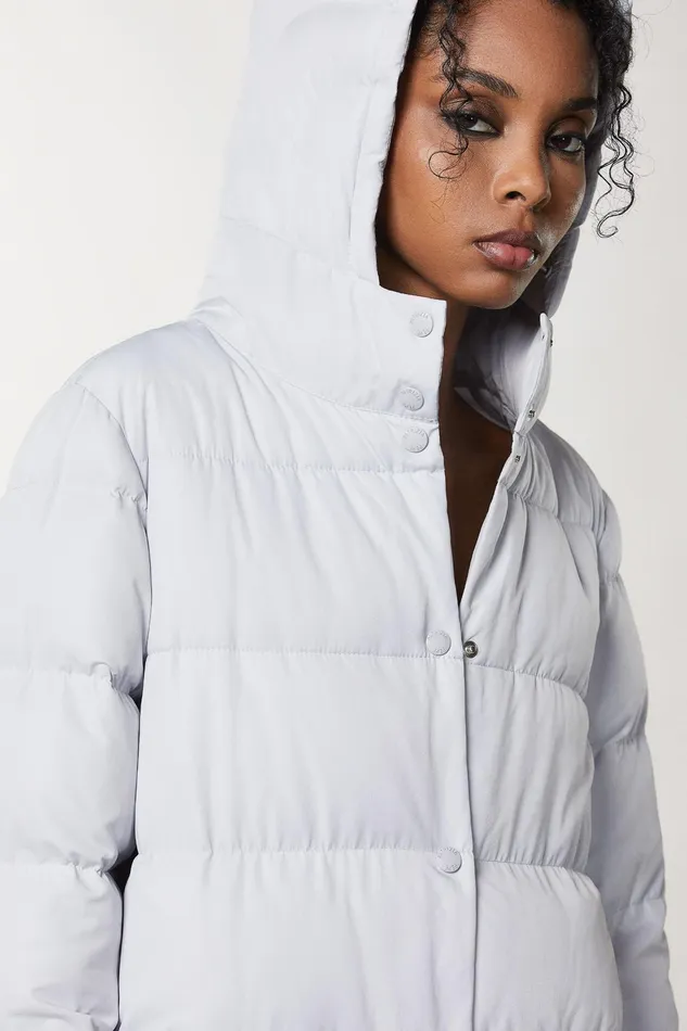 Coats Women Patrizia Pepe Long Nylon Down Jacket Eldorado White