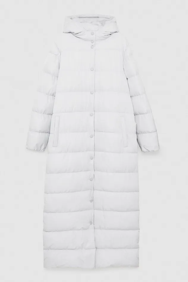 Coats Women Patrizia Pepe Long Nylon Down Jacket Eldorado White