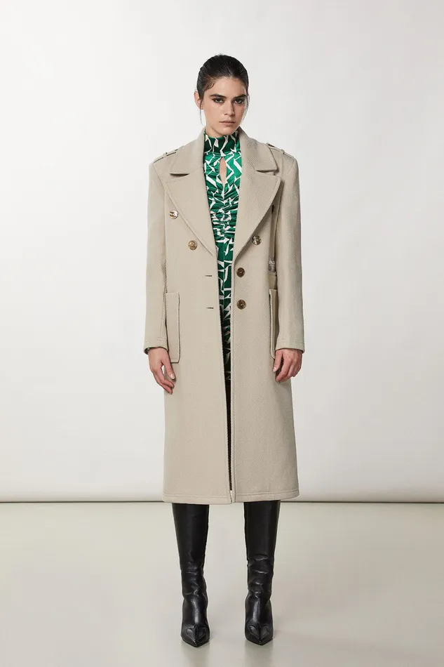 Coats Women Patrizia Pepe Masculine Cut Coat Craft Beige