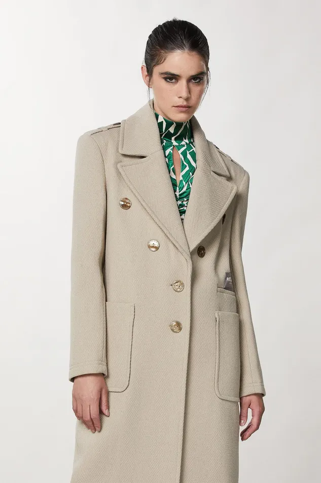 Coats Women Patrizia Pepe Masculine Cut Coat Craft Beige
