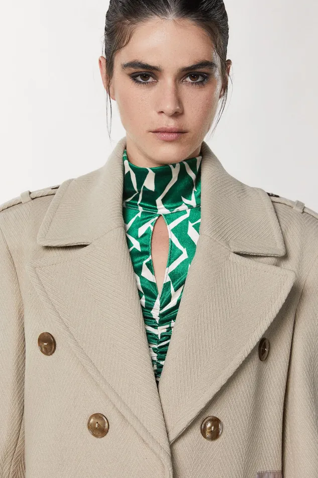 Coats Women Patrizia Pepe Masculine Cut Coat Craft Beige