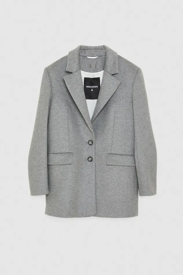 Coats Women Patrizia Pepe WoolBlend Jacket Coat Grigio Chiaro Mel