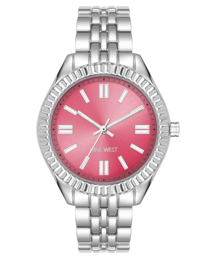 Coin Edge Bezel Watch Silver WomenMen Nine West Watches