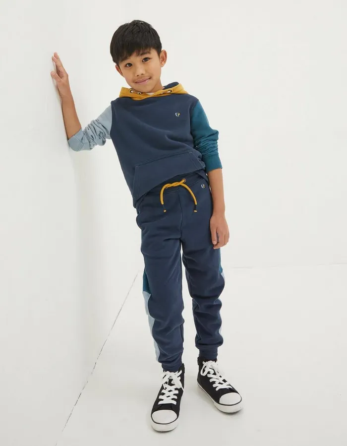 Colour Block Joggers Navy Boys FatFace Jeans Trousers and Joggers
